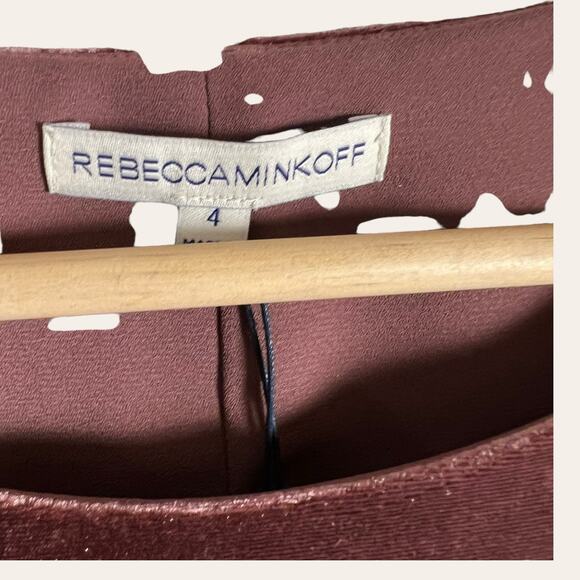 Rebecca Minkoff Tiffany Mauve Velvet Ruffle Hem Sleeveless Sheath Dress Size 4 - Picture 6 of 11